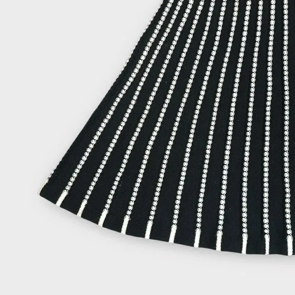 Ella Moss Summer Knit Dress Fit & Flare Black White Cotton Girl’s sz 12 Slim Fit